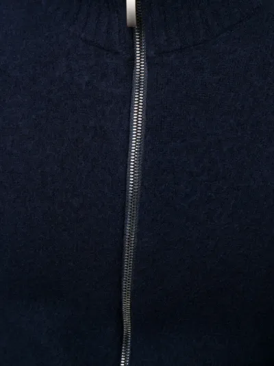blue zip up cardigan