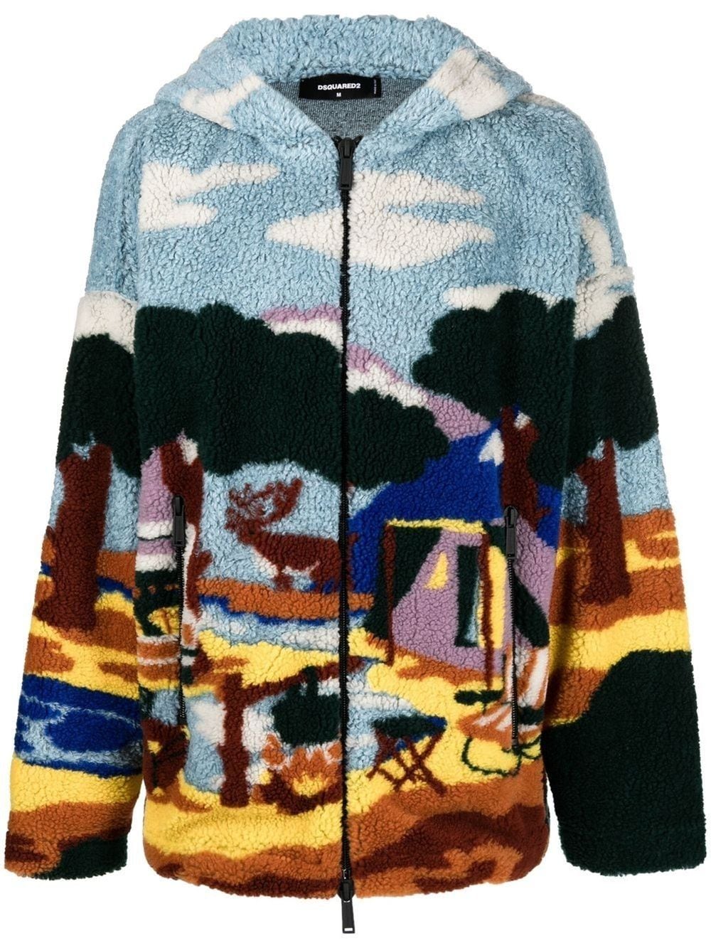 abstract-print hooded fleece jacket | Dsquared2 | Eraldo.com