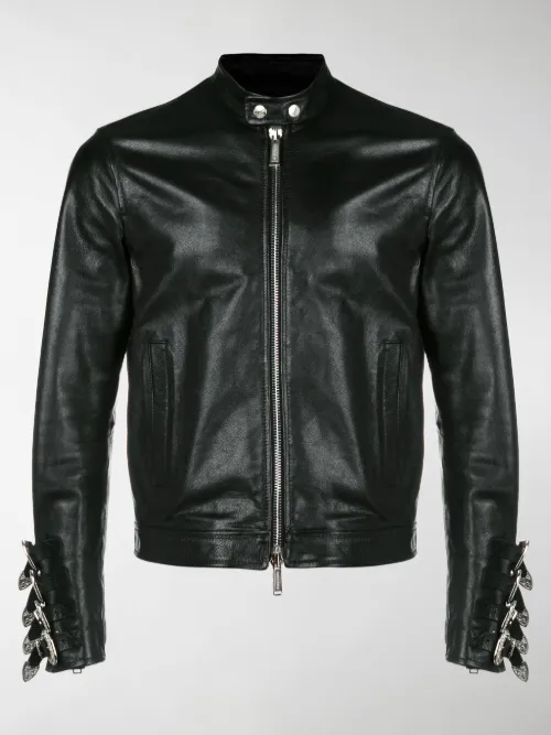Dsquared2 - buckled-cuffs leather jacket