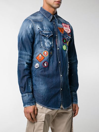 Dsquared2 Camicia in denim con applicazioni blu | MODES