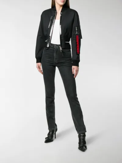 black cropped bomber jacket