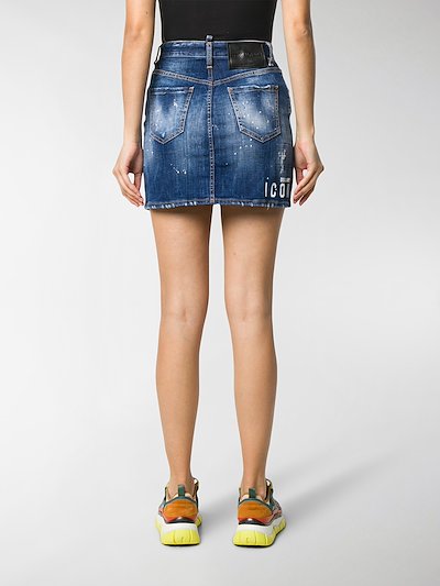 Dsquared2 Distressed Denim Skirt Blue Modes