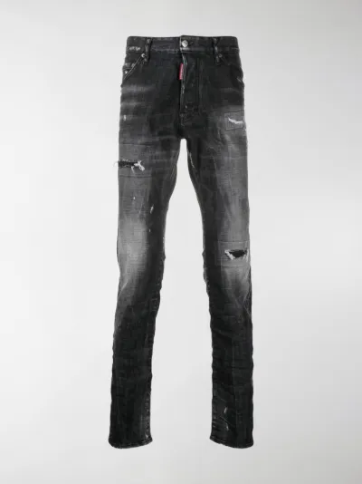 distressed straight leg jeans