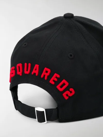 black and red icon cap