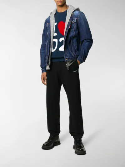 denim jacket with jersey hood