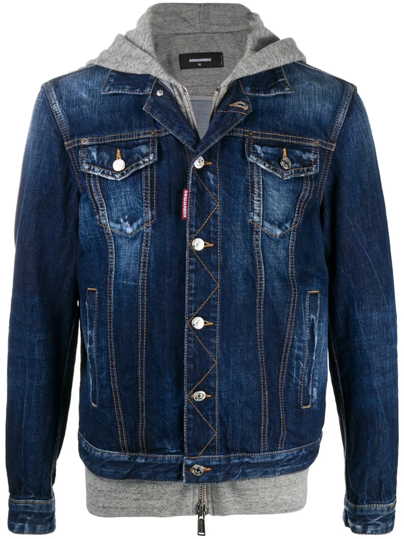 jersey hood denim jacket