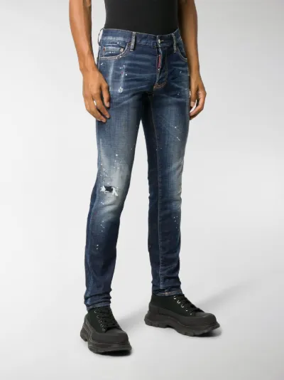 Dsquared2 logo patch distressed jeans blue | MODES