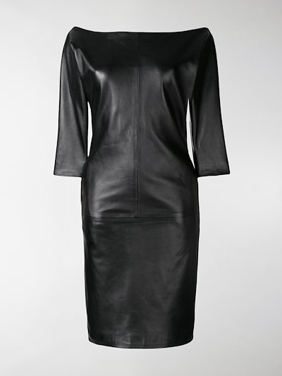 Dsquared2 Off Shoulder Leather Dress Black Modes - Off The Shoulder Leather Dress Dsquared2 Off Shoulder Leather Dress Black Modes - Off The Shoulder Leather Dress