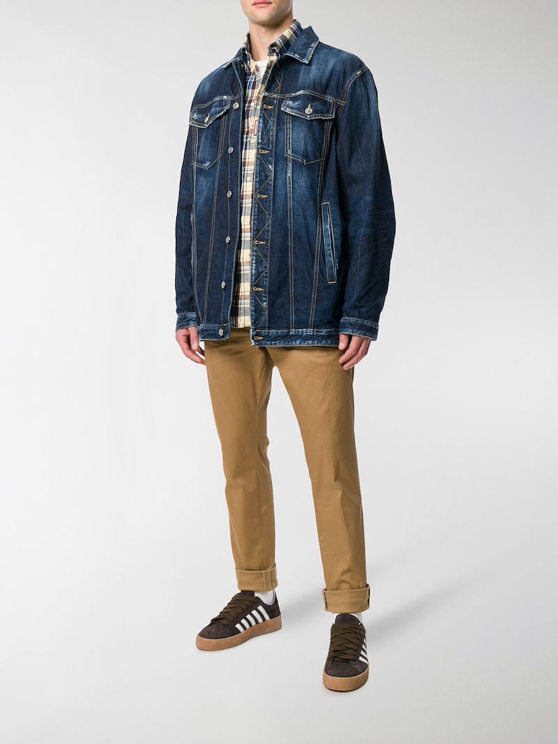 khaki oversized denim jacket