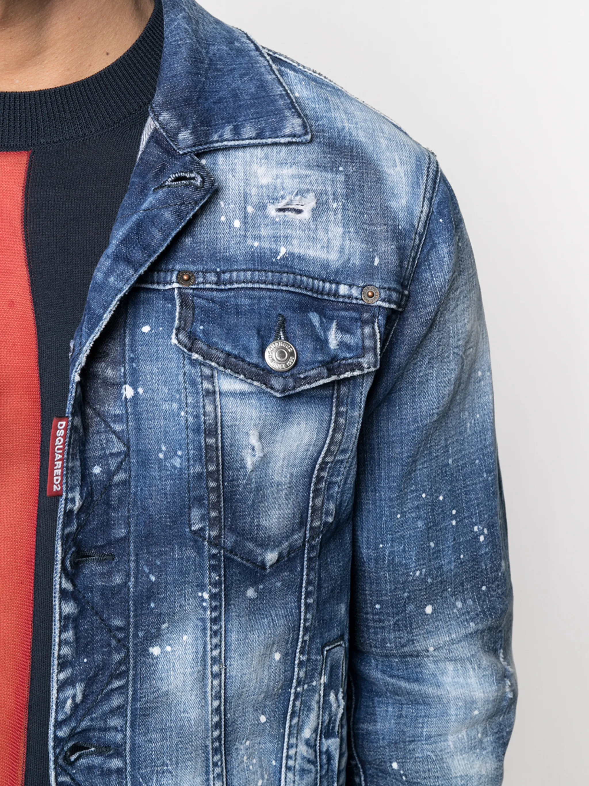 paintsplatter denim jacket Dsquared2