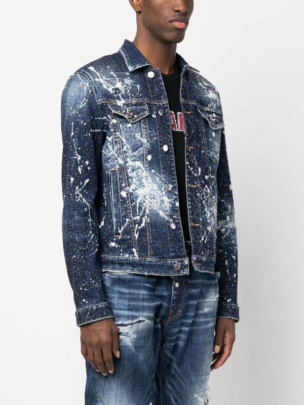 paint splatter denim jacket | Dsquared2 | Eraldo.com