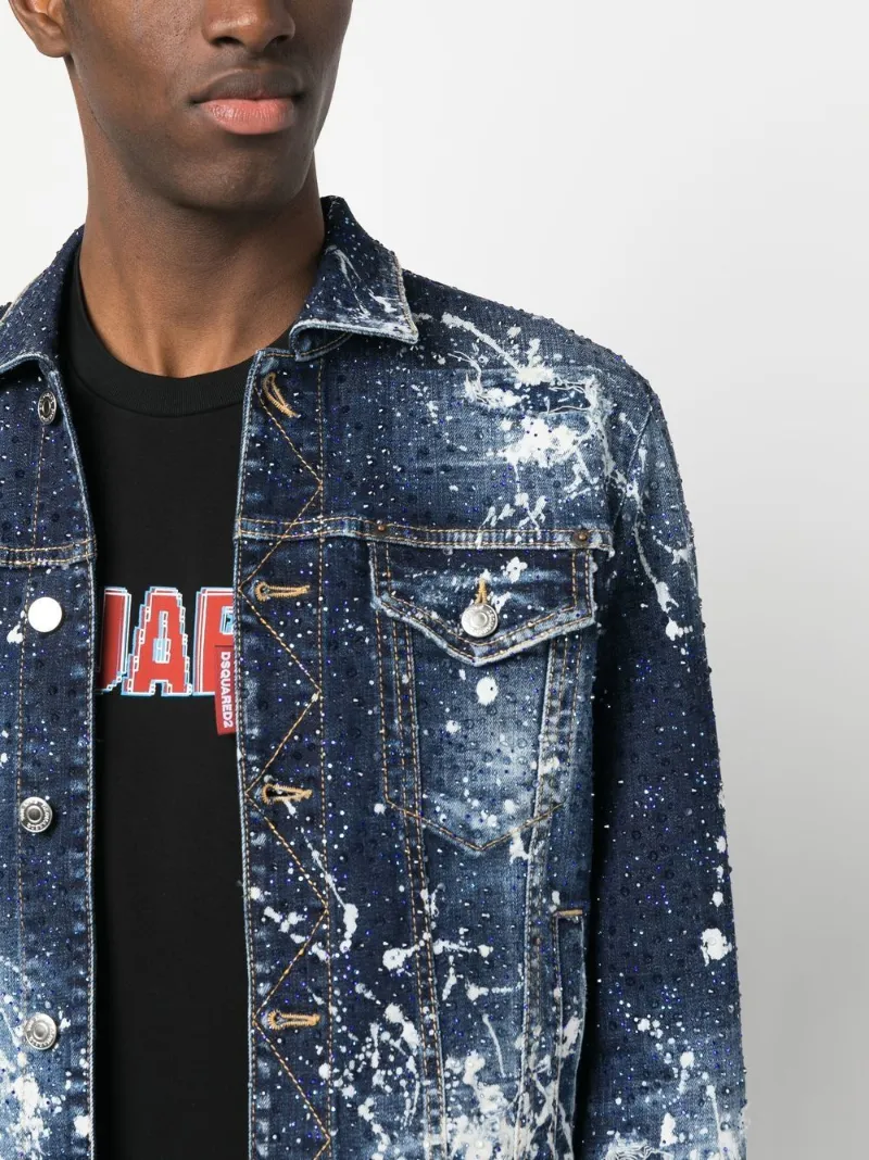 paint splatter denim jacket Dsquared2