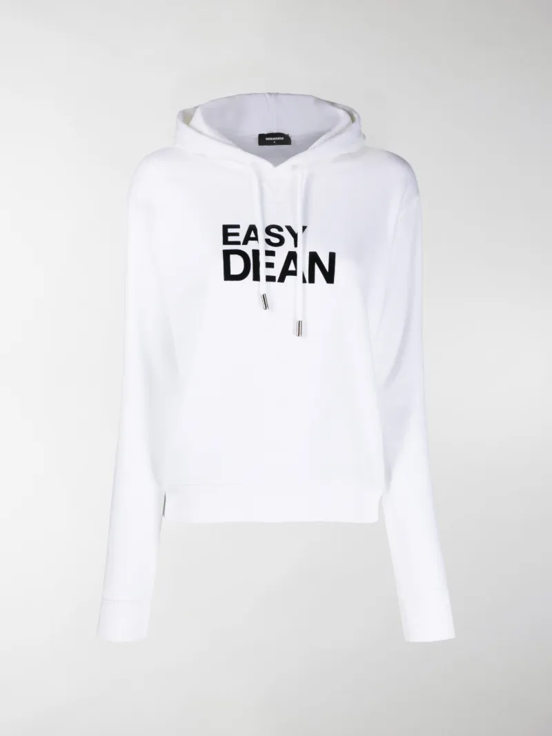 white slogan hoodie