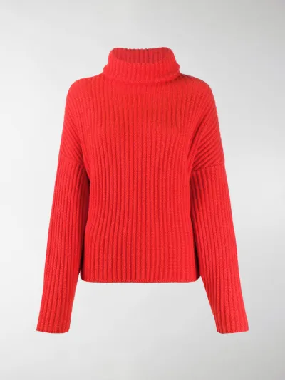 red cashmere roll neck