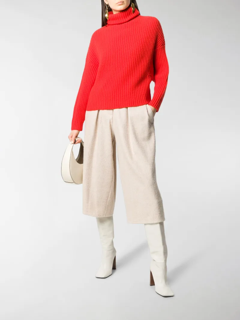 red cashmere roll neck