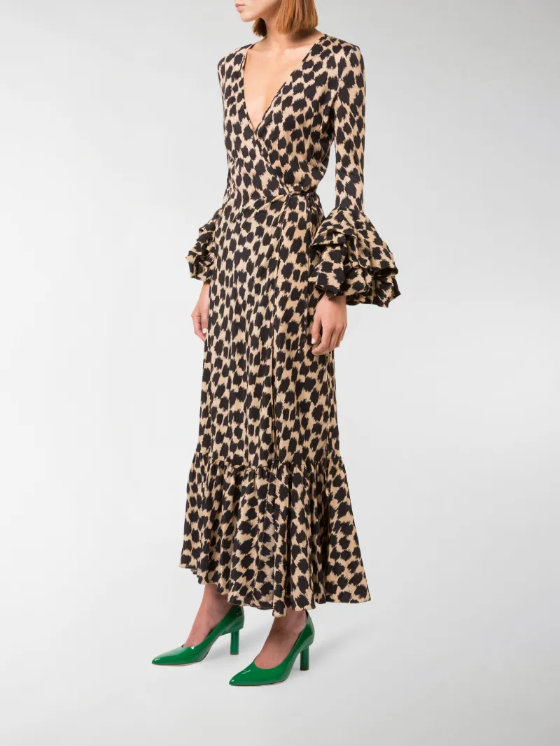 dvf ruffle sleeve wrap dress