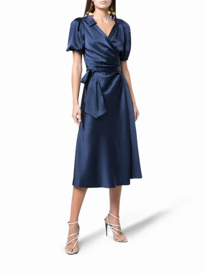 short sleeve wrap dress midi