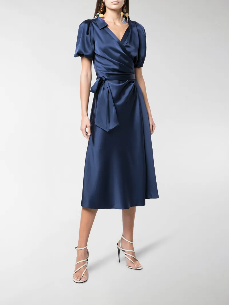 short sleeve wrap dress midi