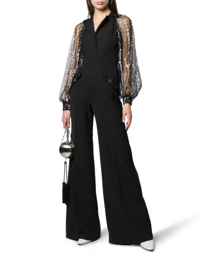 sheer sleeve jumpsuit