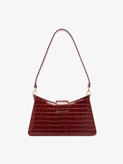 burgundy mock croc bag