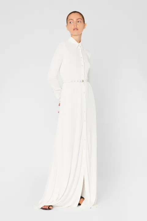 Abito chemisier con cintura in bianco | PUCCI