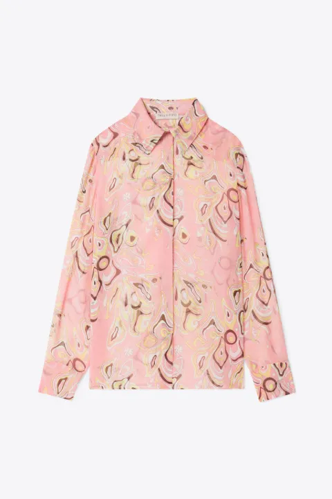 Africana-Print Silk Shirt in pink | PUCCI
