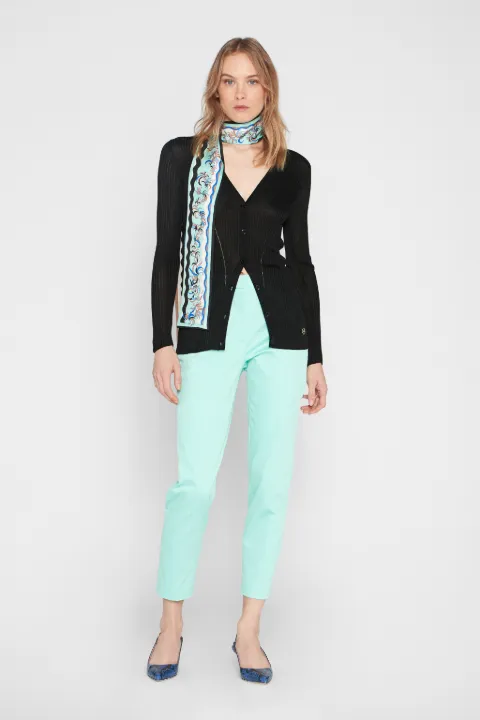 black rib knit cardigan