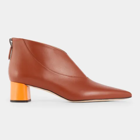 orange block heel boots
