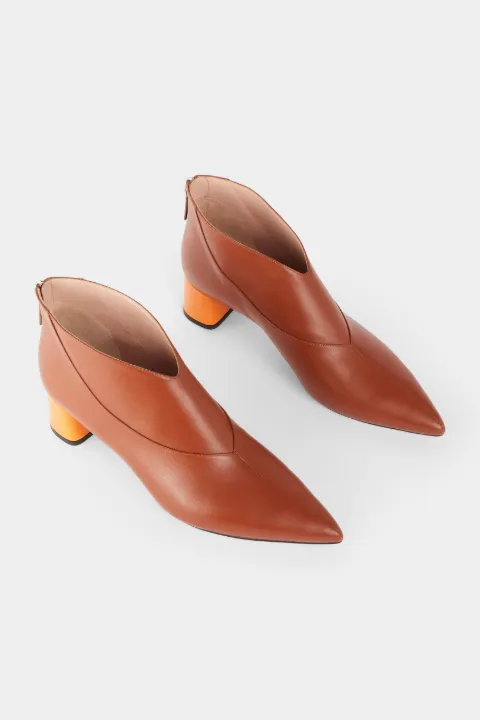 orange block heel boots