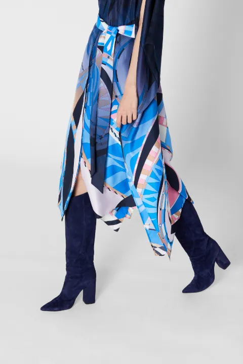 blue high knee boots