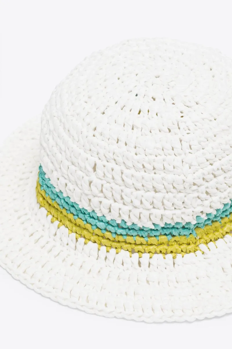Cappello a tesa larga con dettaglio a righe in bianco | PUCCI