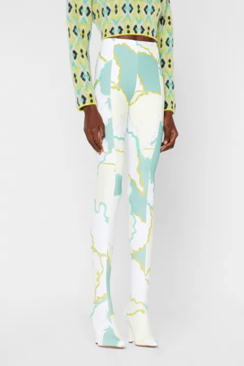 Cervinia-Print Boot Leggings in white 