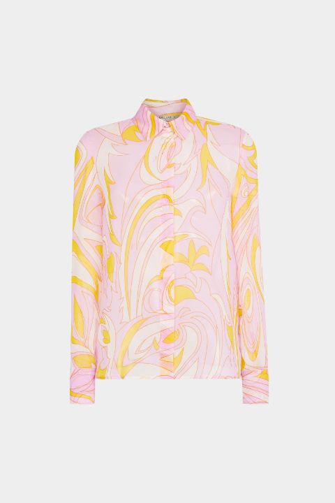 Dinamica Print Silk Shirt in pink | Emiliopucci.com