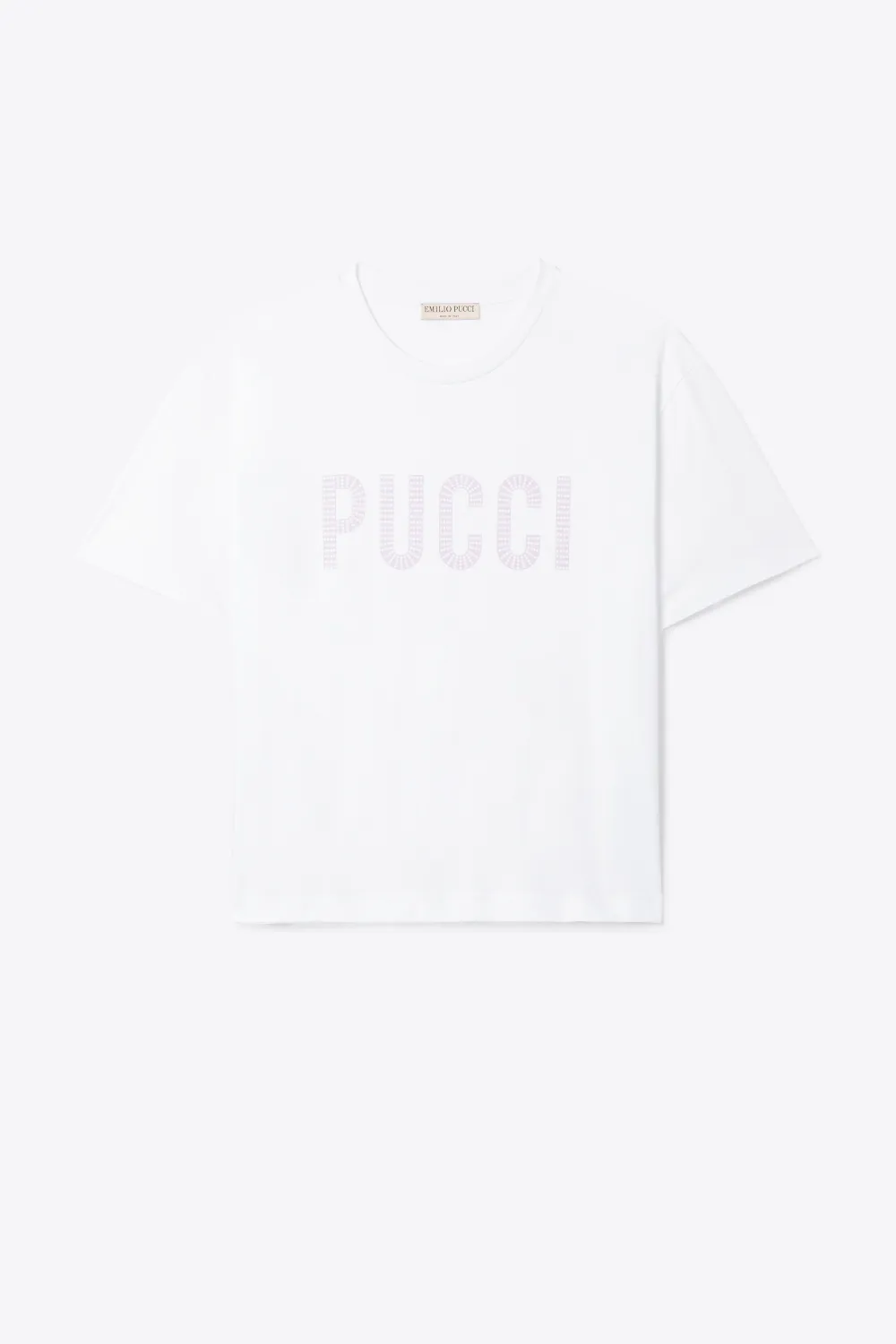 Dot-Print Logo Cotton T-Shirt in white 