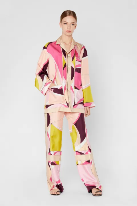 Ellisse Print Silk Trousers in pink | PUCCI