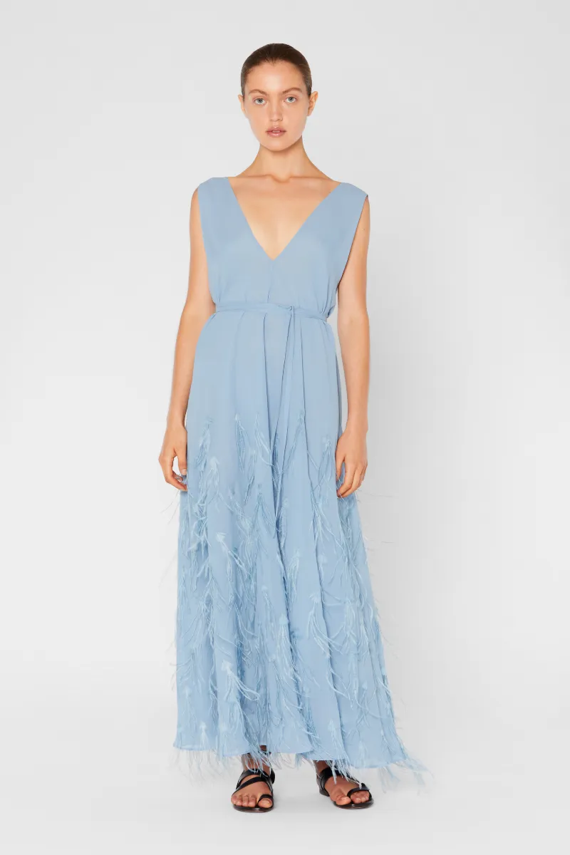grey chiffon embellished maxi dress