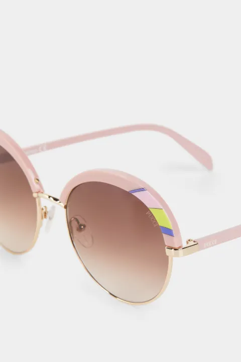 gold rimmed round sunglasses