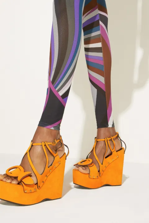 Iride-Print Mesh Leggings in purple | PUCCI