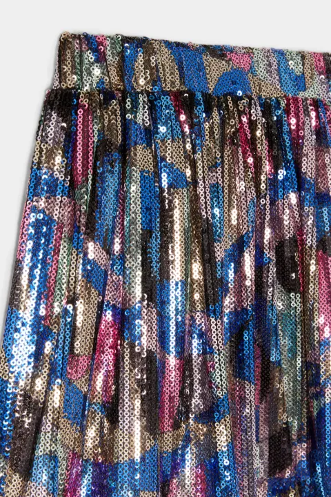 Gonna di paillettes con stampa Sirens Song in blu | Emiliopucci.com