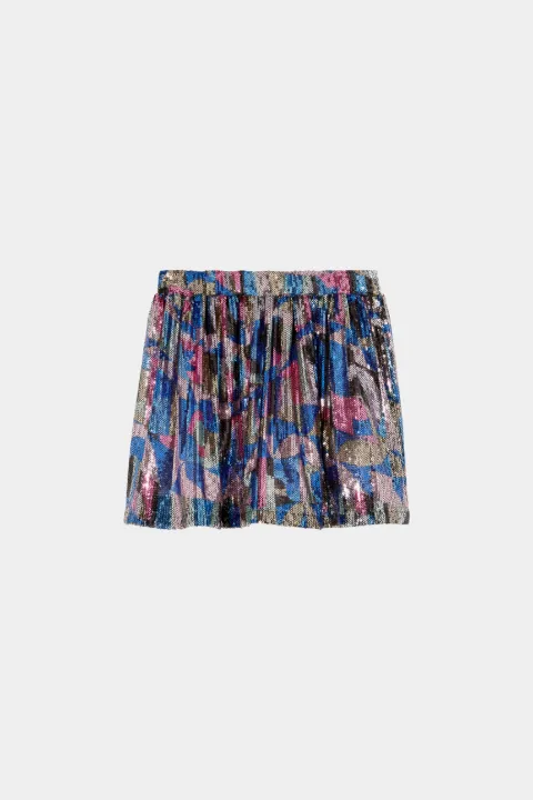 Gonna di paillettes con stampa Sirens Song in blu | Emiliopucci.com