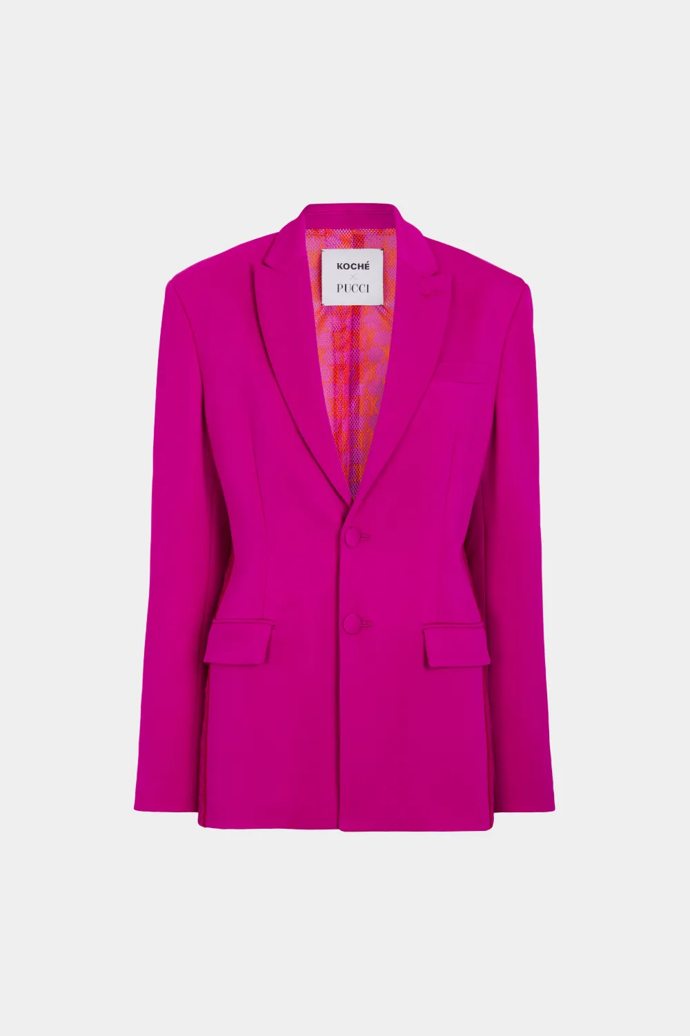 Lace Panel Single-Breasted Blazer in pink | PUCCI