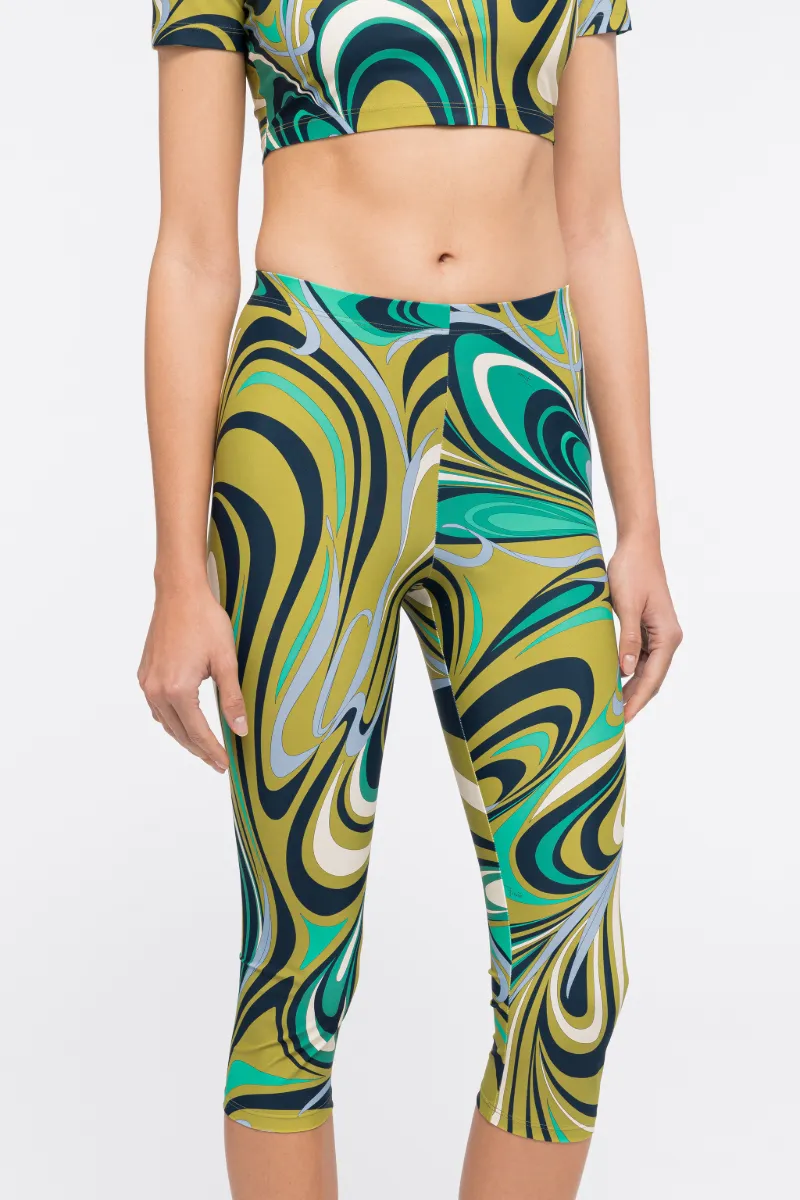 Leggings a tre quarti con stampa Onde in verde | PUCCI
