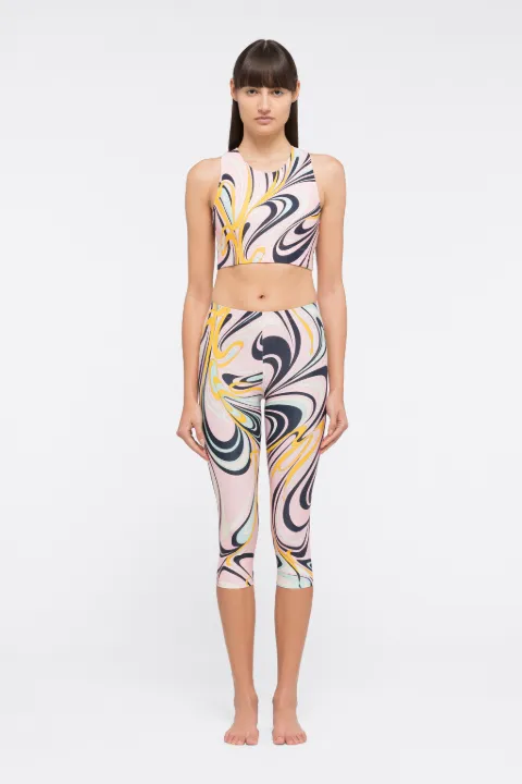 Leggings a tre quarti con stampa Onde in blu | PUCCI