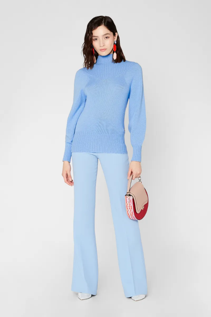 light blue mock neck