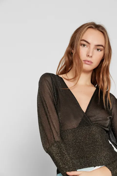 sheer metallic top