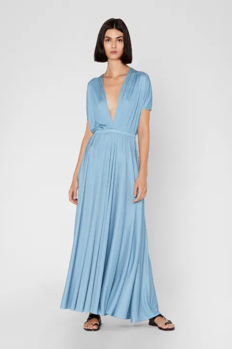 grey silk long dress
