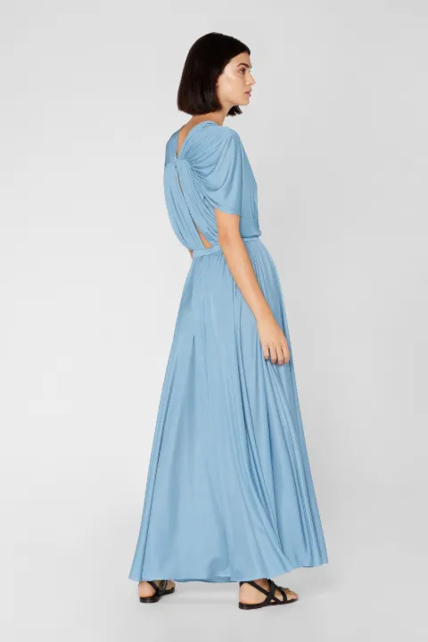 blue green silk dress