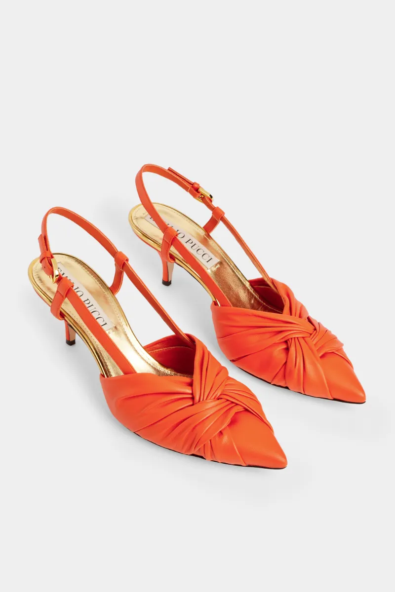 orange slingbacks