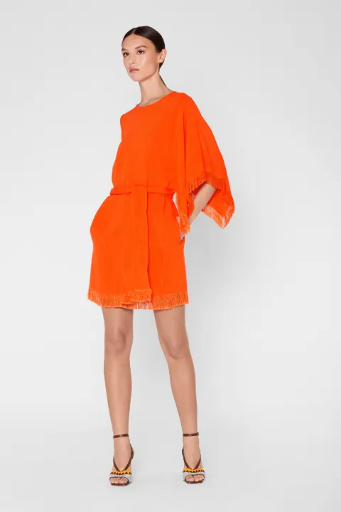 orange belted dress