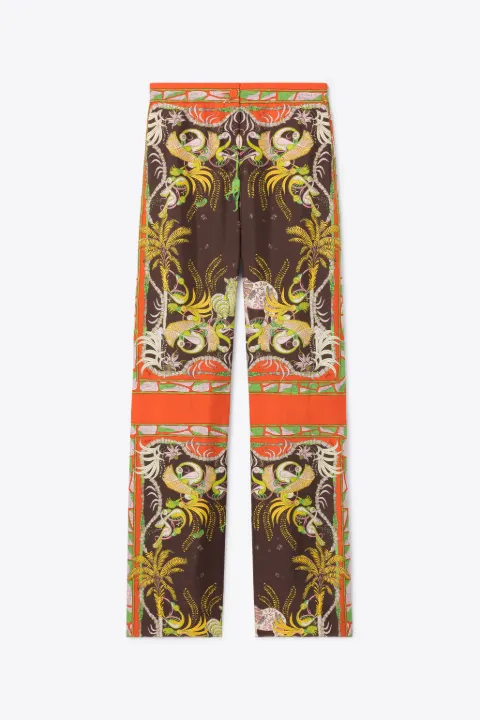 Pantaloni in seta con stampa Nairobi in marrone | PUCCI